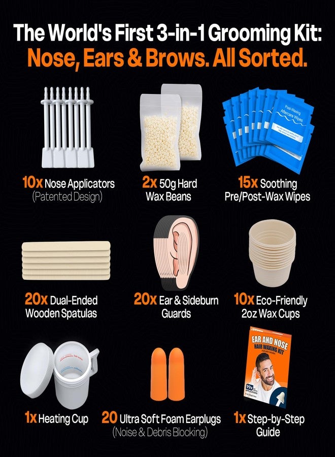 Wokaar Ear Hair Removal Kit for Nose and Eyebrow | 100 g Wax, 30 Sticks | Nose Wax Kit for Men and Women | Includes Balm Wipes,Earplugs, Ear Protectors | Lasts up to 5 Weeks | No Microwave Needed - Image 2
